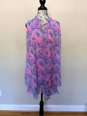 Simply Southern Pink and Purple Floral Sleeveless Shift Dress
